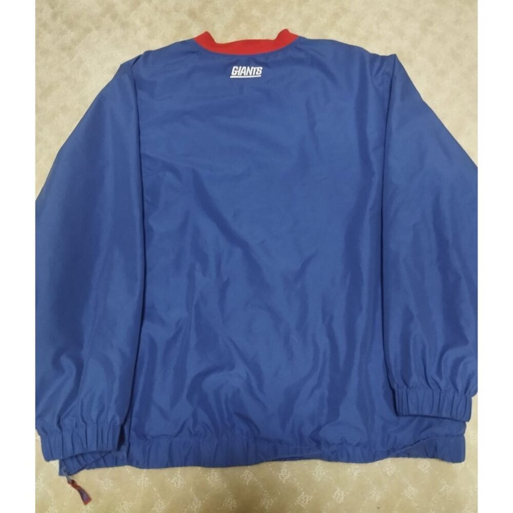 NFL Team Apparel NY Giants Men's XL V-Neck Pullover Windbreaker Jacket Blue Side - Picture 4 of 4